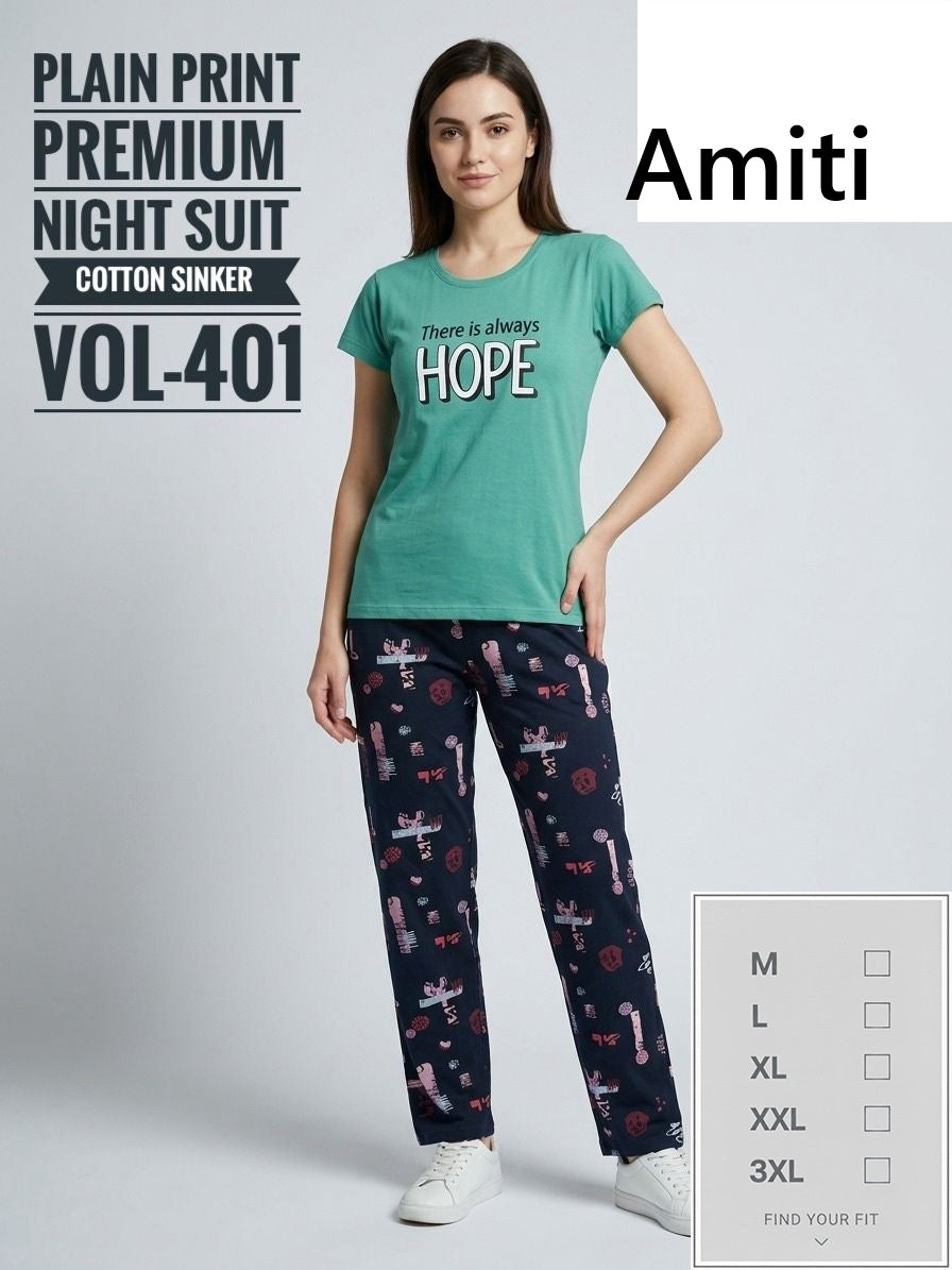 Vol 401 Amiti Cotton Pyjama Night Suits Supplier Ahmedabad
