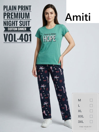 Vol 401 Amiti Cotton Pyjama Night Suits Supplier Ahmedabad