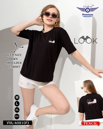 Vol 4021 F Grab It Tencil Women Oversized Tshirt Exporter Ahmedabad