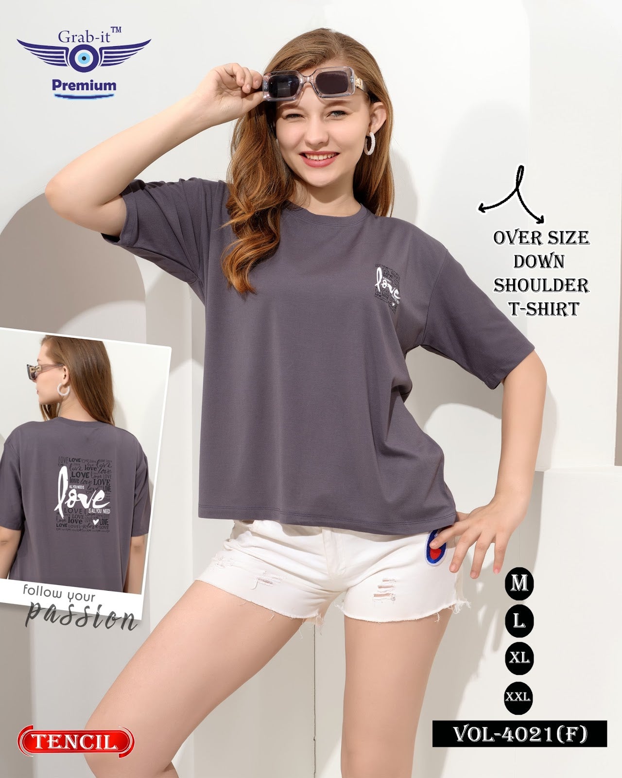 Vol 4021 F Grab It Tencil Women Oversized Tshirt Exporter Ahmedabad
