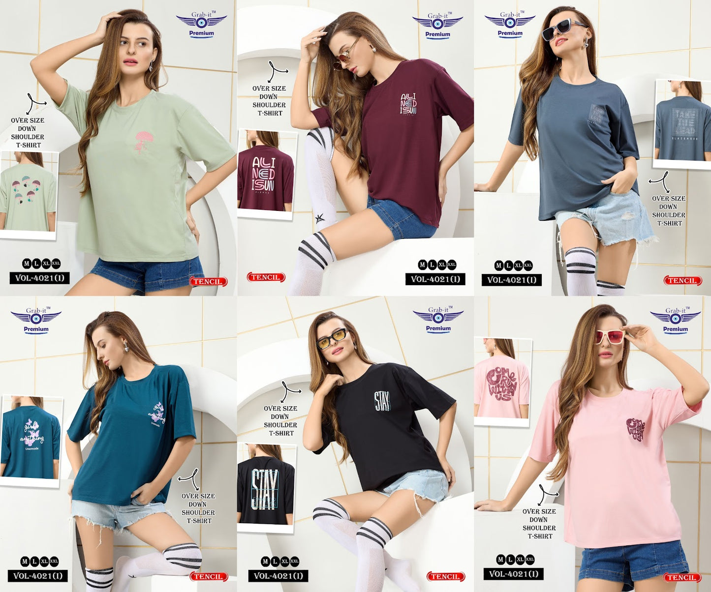 Vol 4021 I Grab It Tencil Women Oversized Tshirt Manufacturer Ahmedabad