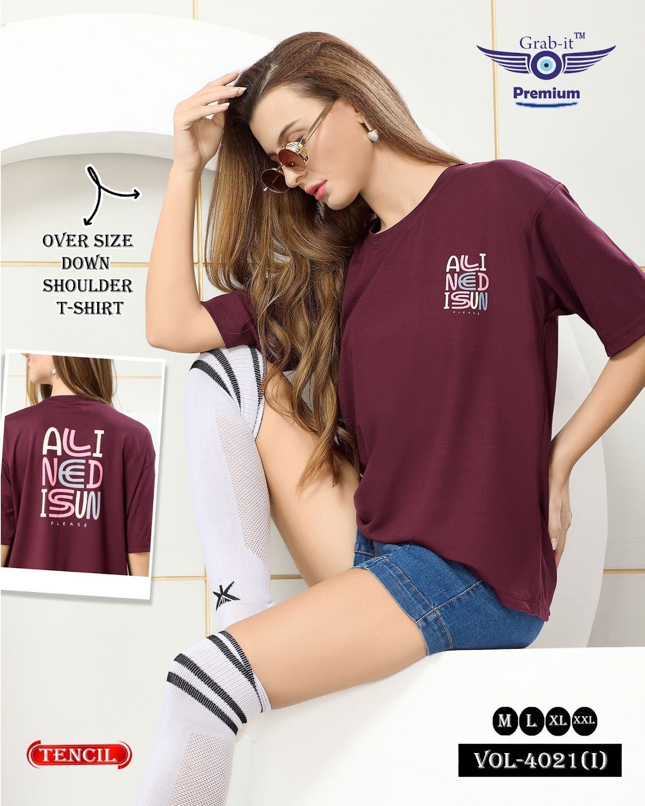 Vol 4021 I Grab It Tencil Women Oversized Tshirt Manufacturer Ahmedabad