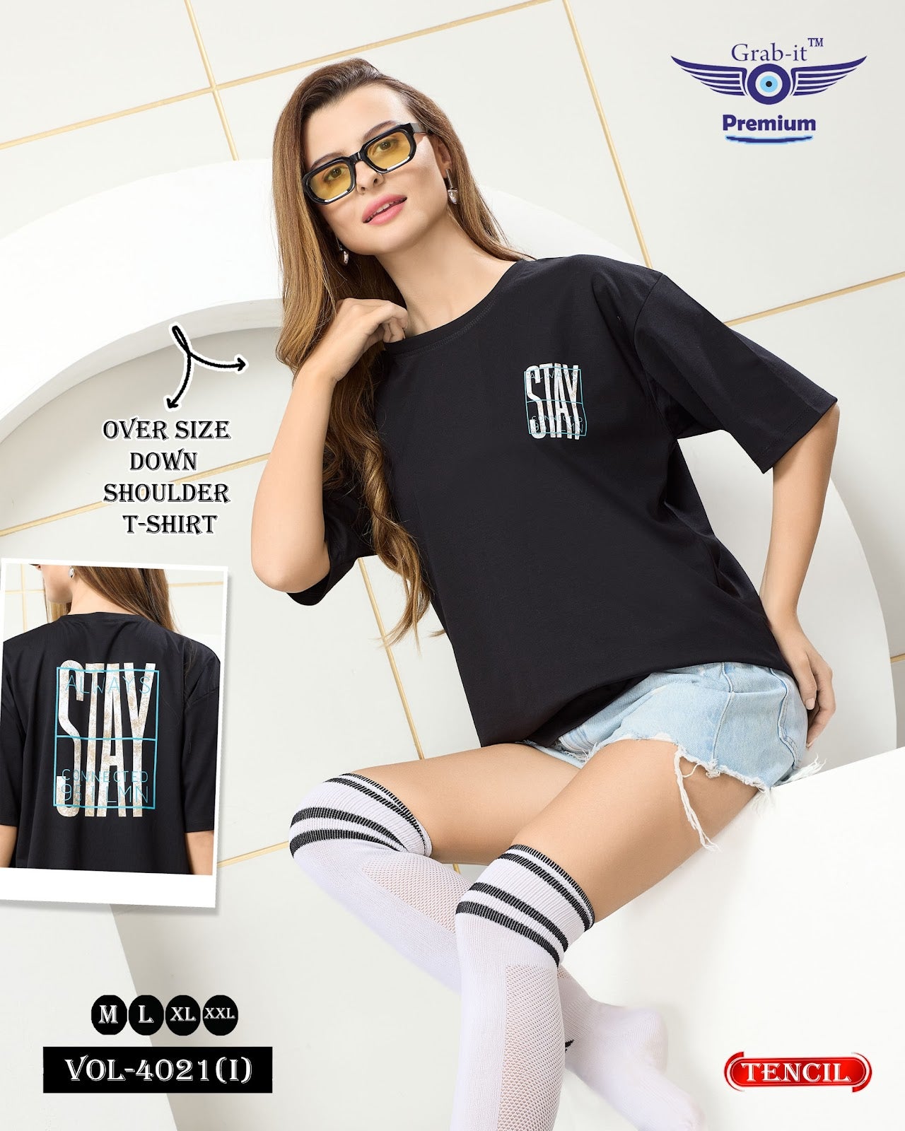 Vol 4021 I Grab It Tencil Women Oversized Tshirt Manufacturer Ahmedabad