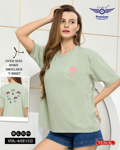 Vol 4021 I Grab It Tencil Women Oversized Tshirt Manufacturer Ahmedabad