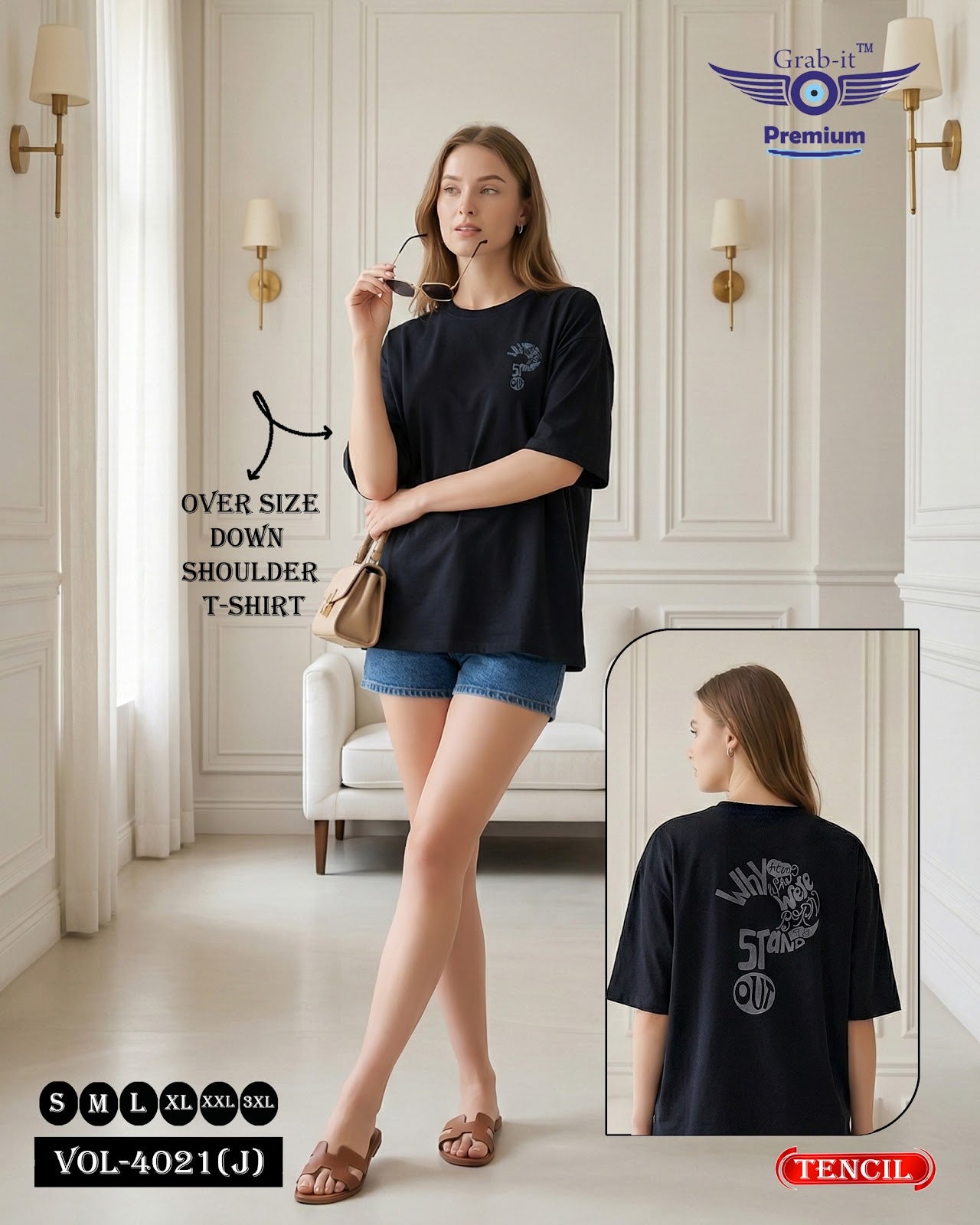 Vol 4021 J Grab It Tencil Women Oversized Tshirt Wholesaler Gujarat