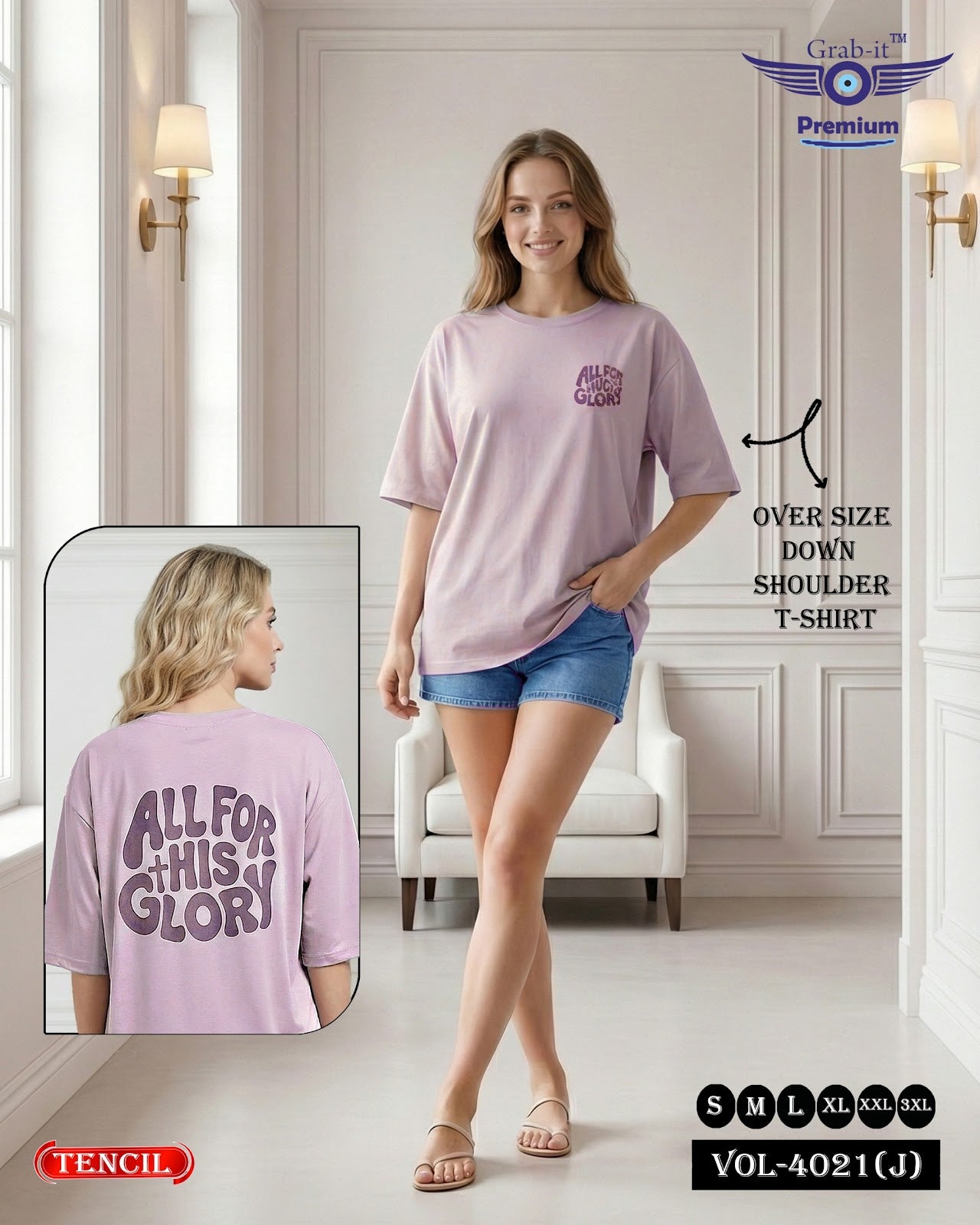 Vol 4021 J Grab It Tencil Women Oversized Tshirt Wholesaler Gujarat