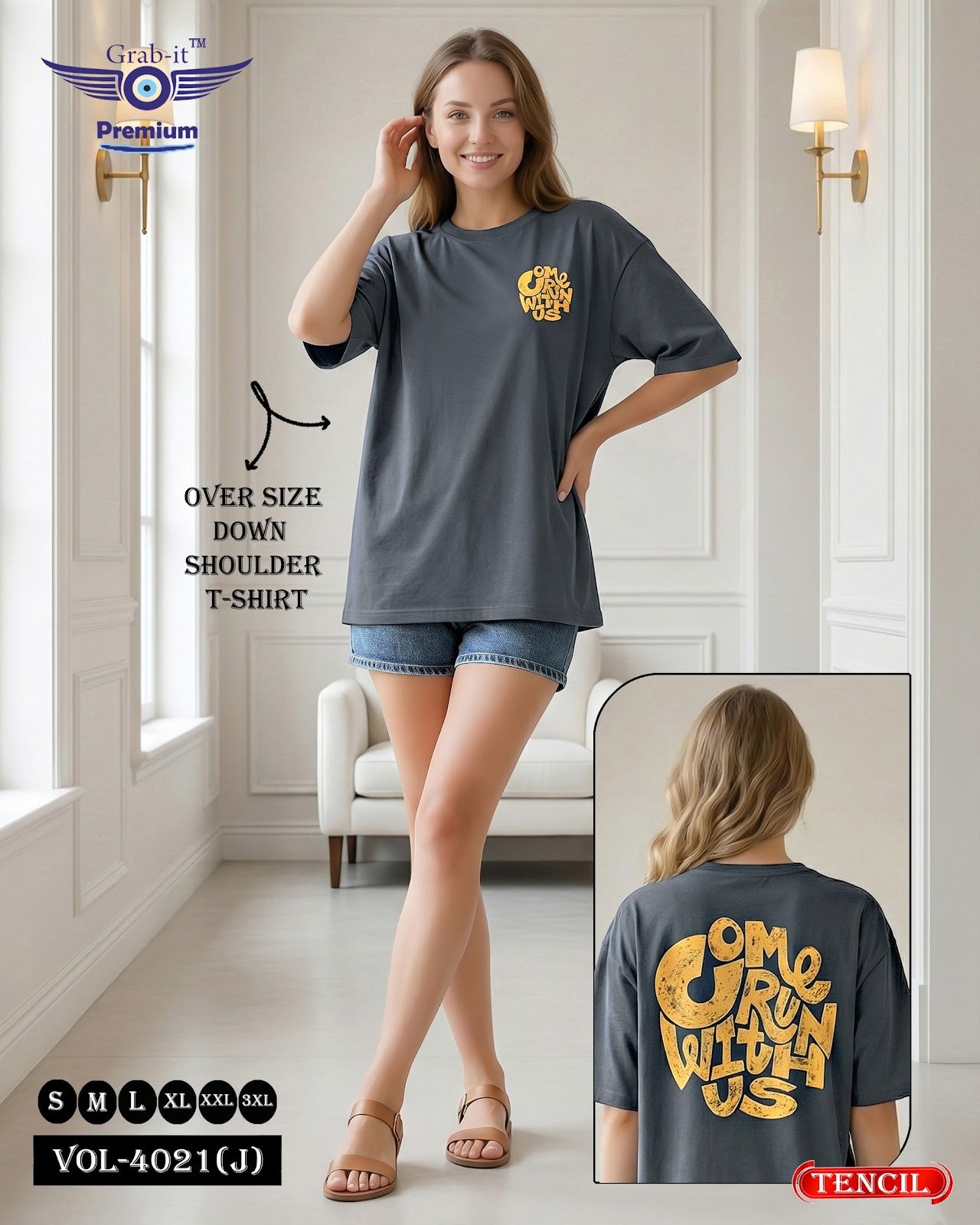 Vol 4021 J Grab It Tencil Women Oversized Tshirt Wholesaler Gujarat