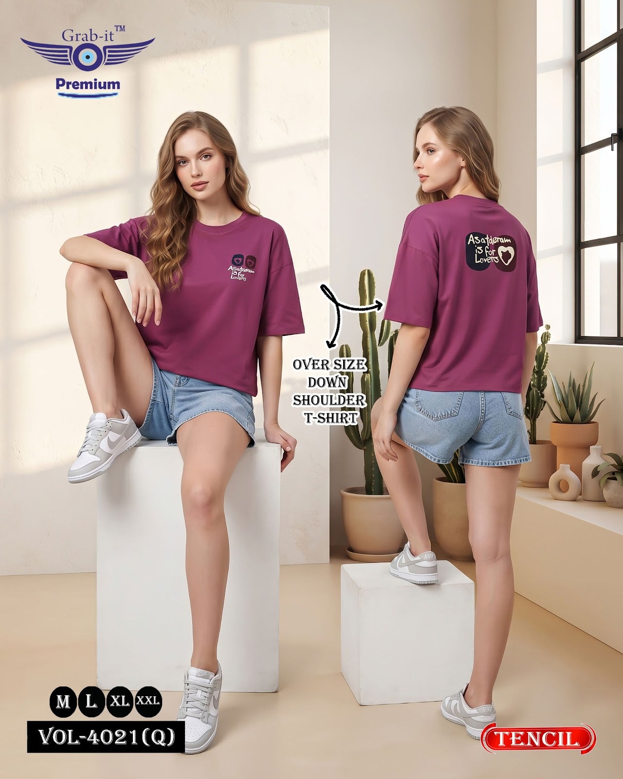 Vol 4021 Q Grab It Tencil Women Oversized Tshirt Manufacturer