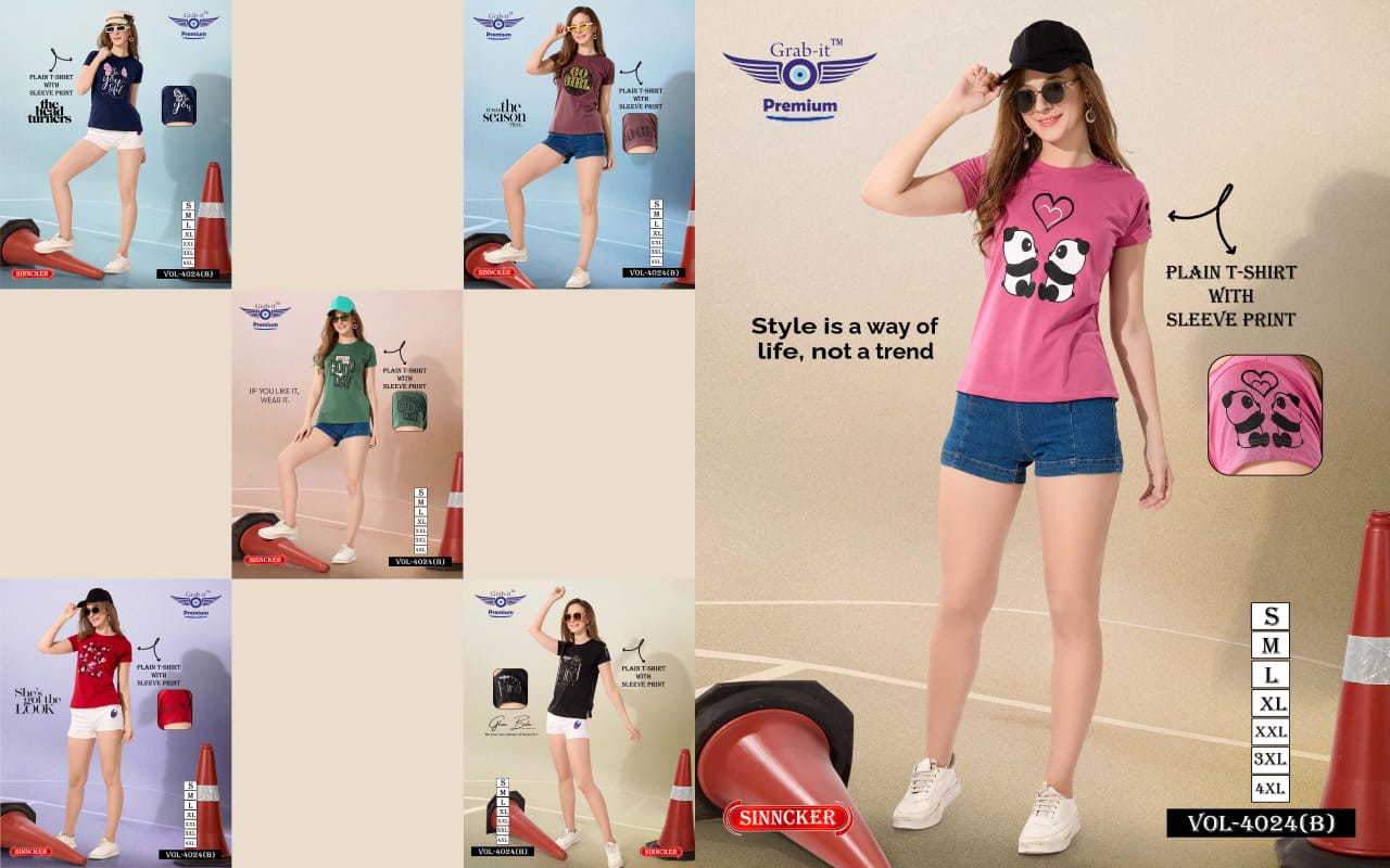 Vol 4024 B Grab It Sinker Women Tshirt Manufacturer Gujarat