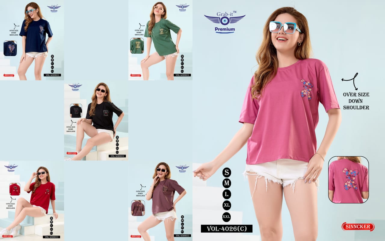 Vol 4026 C Grab It Sinker Women Oversized Tshirt Wholesale Price