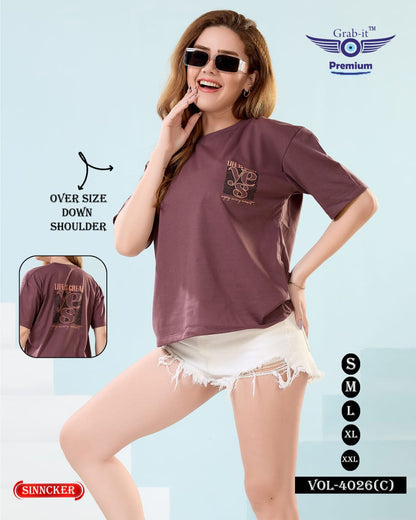 Vol 4026 C Grab It Sinker Women Oversized Tshirt Wholesale Price
