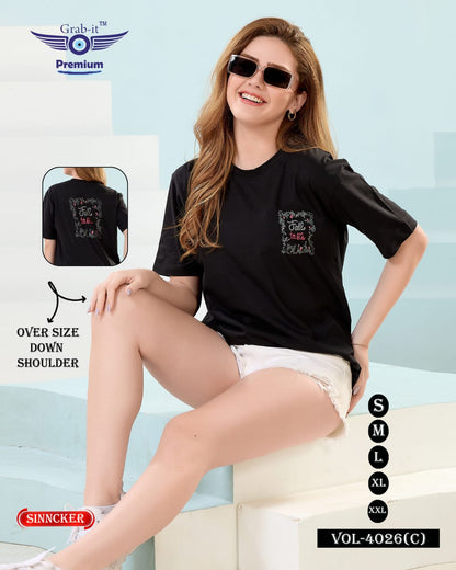 Vol 4026 C Grab It Sinker Women Oversized Tshirt Wholesale Price