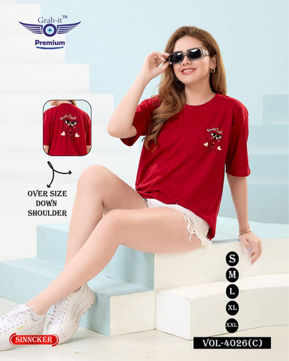 Vol 4026 C Grab It Sinker Women Oversized Tshirt Wholesale Price