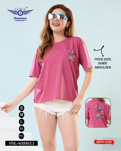 Vol 4026 C Grab It Sinker Women Oversized Tshirt Wholesale Price