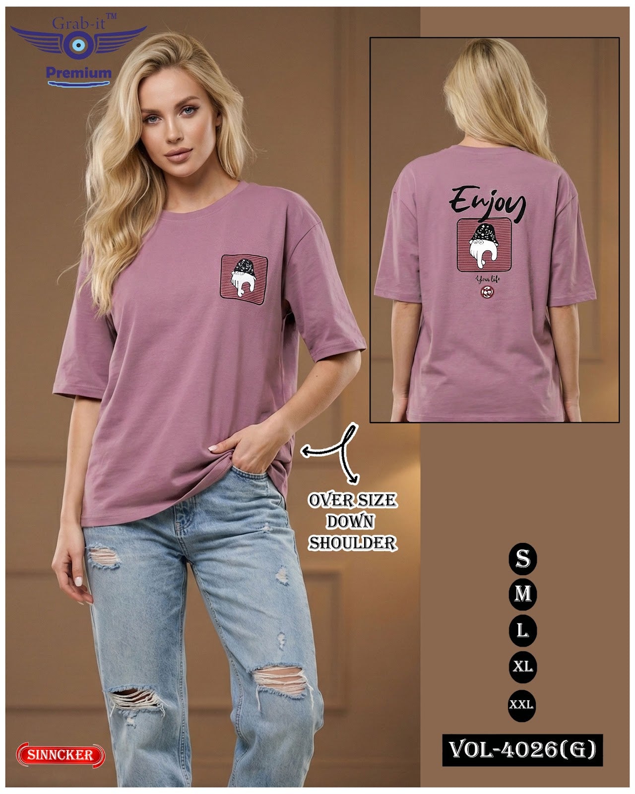 Vol 4026 G Grab It Sinker Women Oversized Tshirt Wholesaler