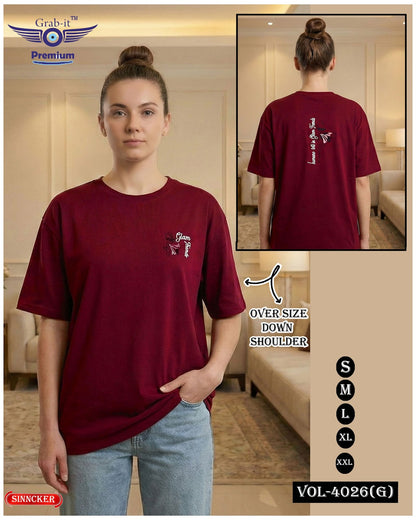 Vol 4026 G Grab It Sinker Women Oversized Tshirt Wholesaler