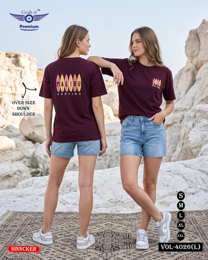 Vol 4026 L Grab It Sincker Women Oversized Tshirt Wholesale Rate