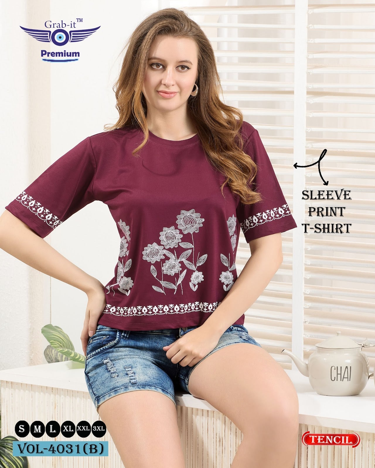 Vol 4031 B Grab It Tencil Women Tshirt Wholesale Price
