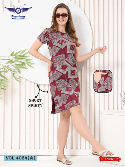Vol 4034 A Grab It Sinker Short Night Gown Manufacturer