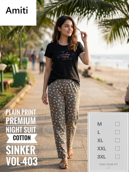 Vol 403 Amiti Sinker Pyjama Night Suits Exporter India