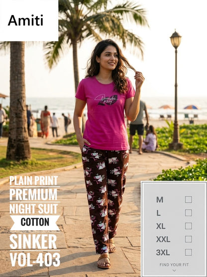Vol 403 Amiti Sinker Pyjama Night Suits Exporter India