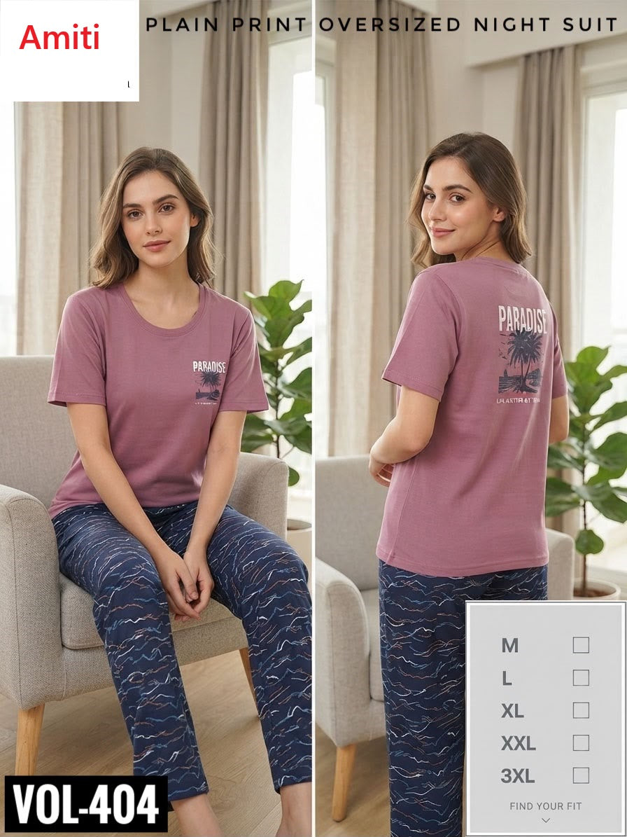 Vol 404 Amiti Hosiery Pyjama Night Suits Wholesaler India