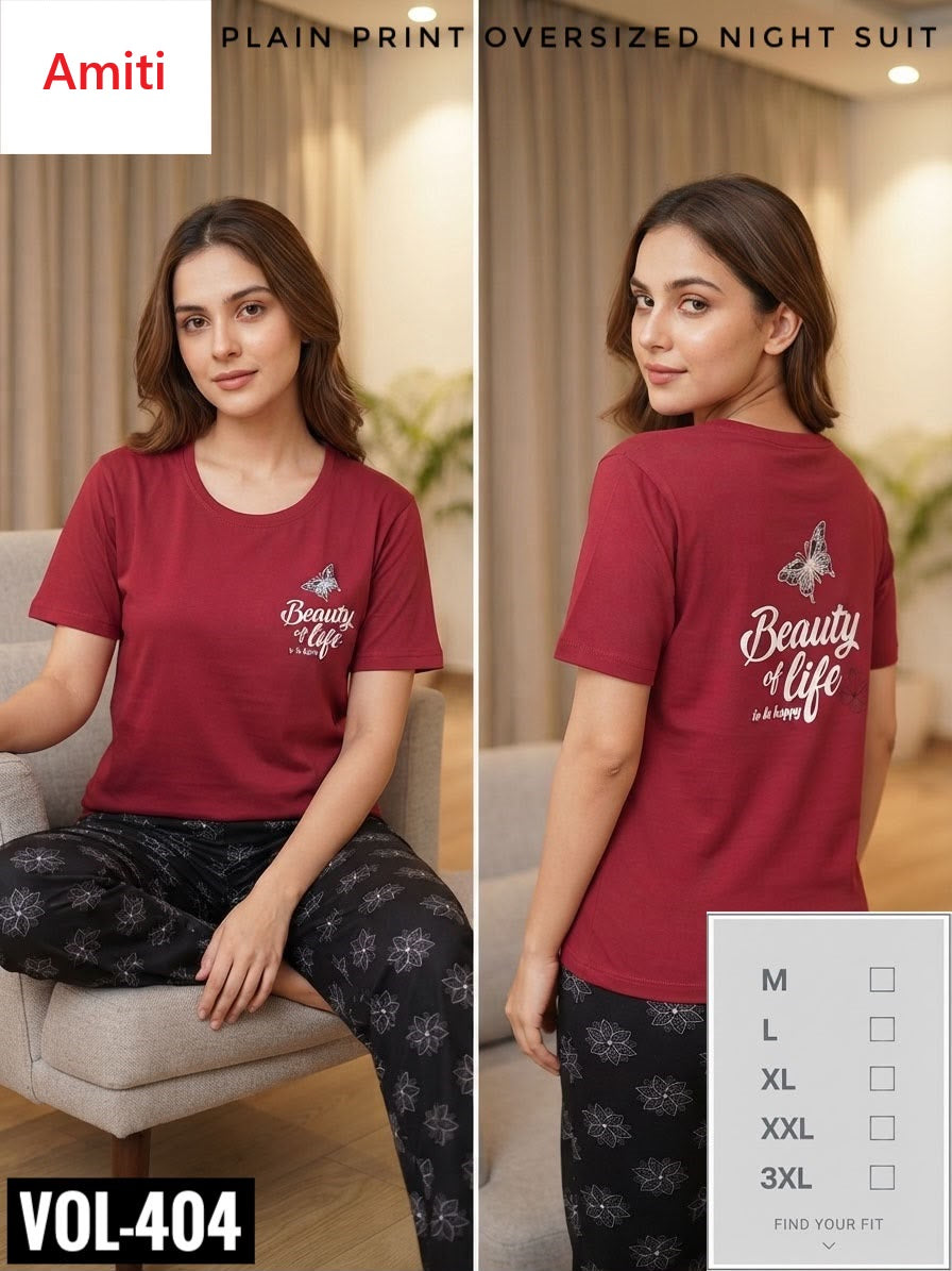 Vol 404 Amiti Hosiery Pyjama Night Suits Wholesaler India
