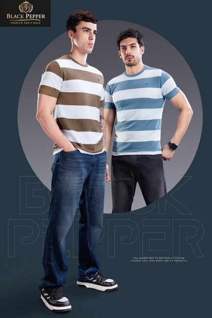 Vol 426 To 433 Black Pepper Auto Stripes Mens Tshirts Wholesaler