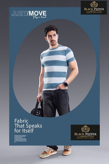 Vol 426 To 433 Black Pepper Auto Stripes Mens Tshirts Wholesaler