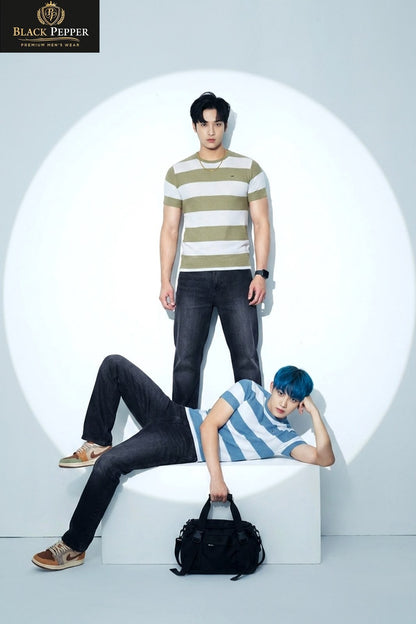 Vol 426 To 433 Black Pepper Auto Stripes Mens Tshirts Wholesaler