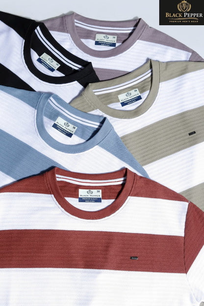 Vol 426 To 433 Black Pepper Auto Stripes Mens Tshirts Wholesaler