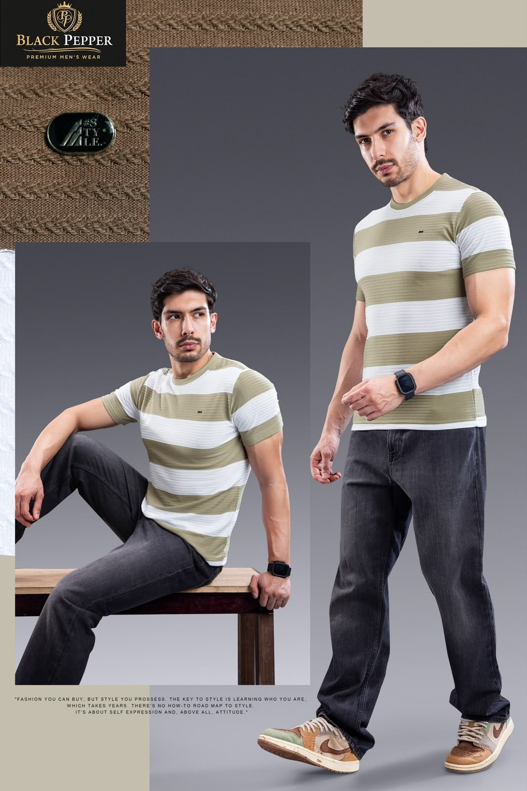 Vol 426 To 433 Black Pepper Auto Stripes Mens Tshirts Wholesaler