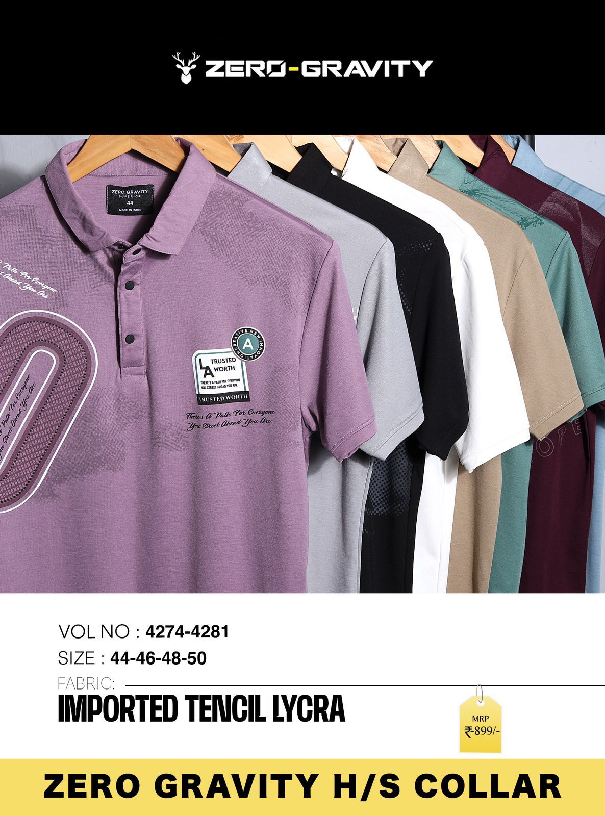 Vol 4274 - 4281 Zero Gravity Tencil Lycra Mens Tshirts Manufacturer India