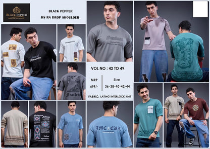 Vol 42 To 49 Black Pepper Interlock Mens Tshirts Wholesale Price