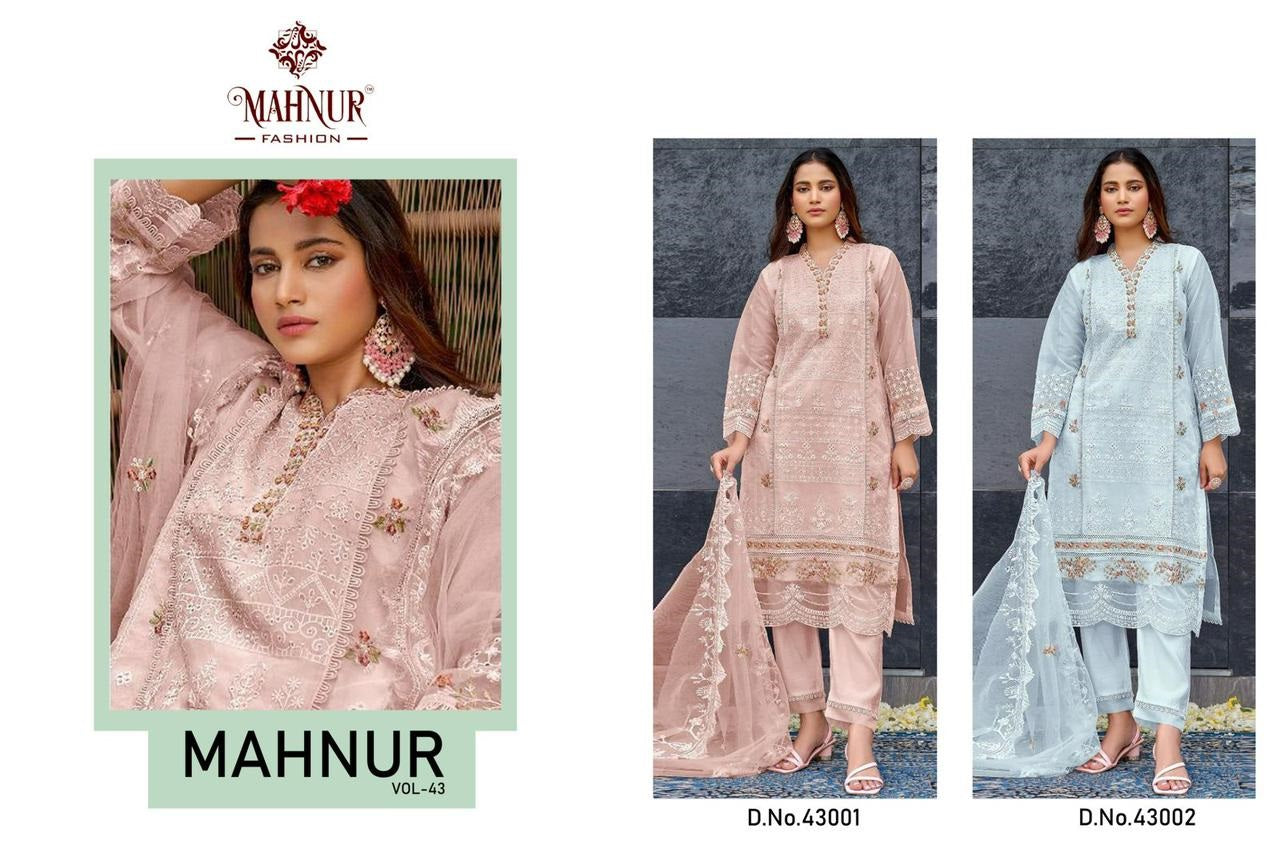 Vol 43 Mahnur Organza Pakistani Salwar Suits Exporter Ahmedabad