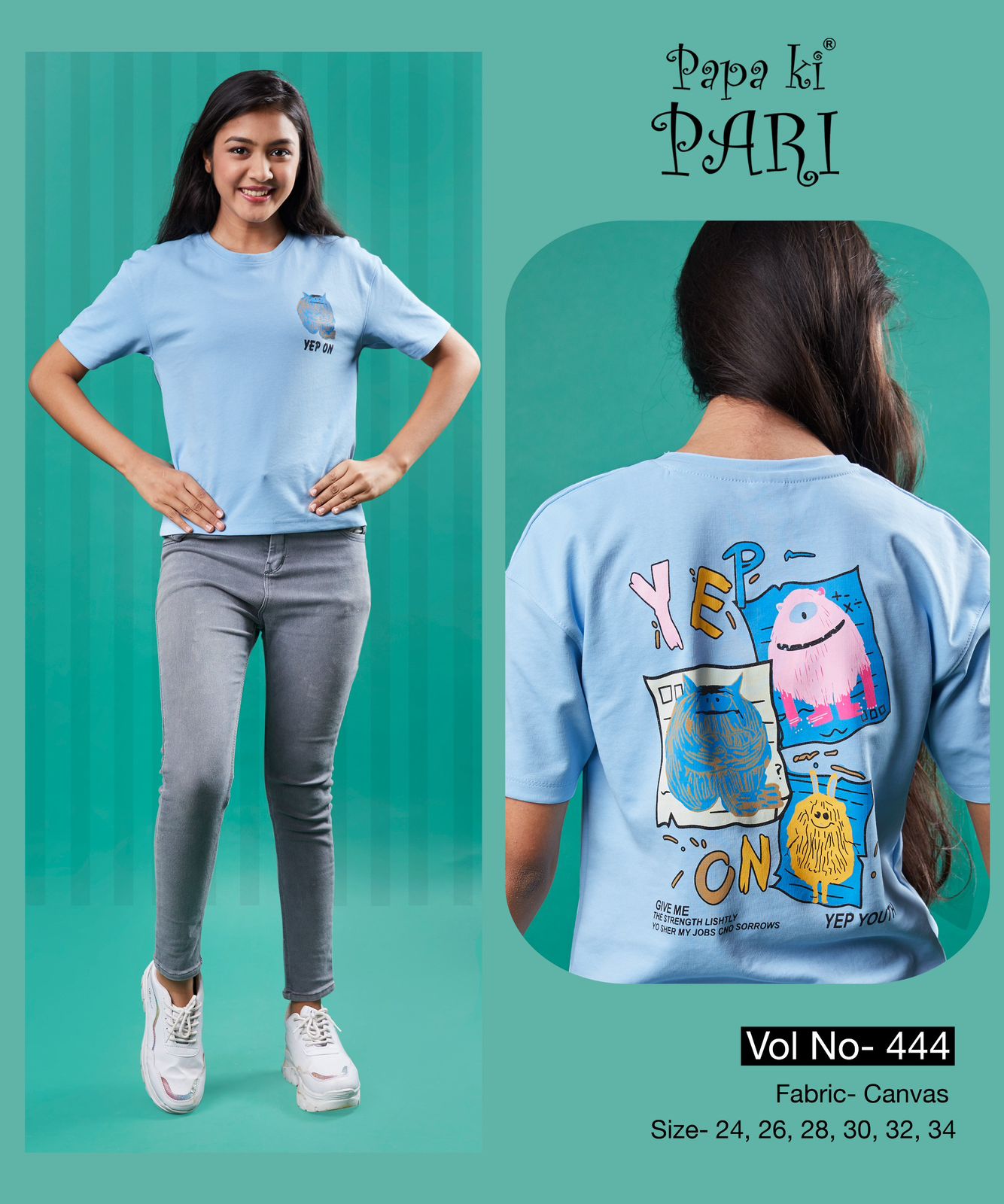 Plain Vol 444 Papa Ki Pari Canvas Girls Top Wholesaler Ahmedabad
