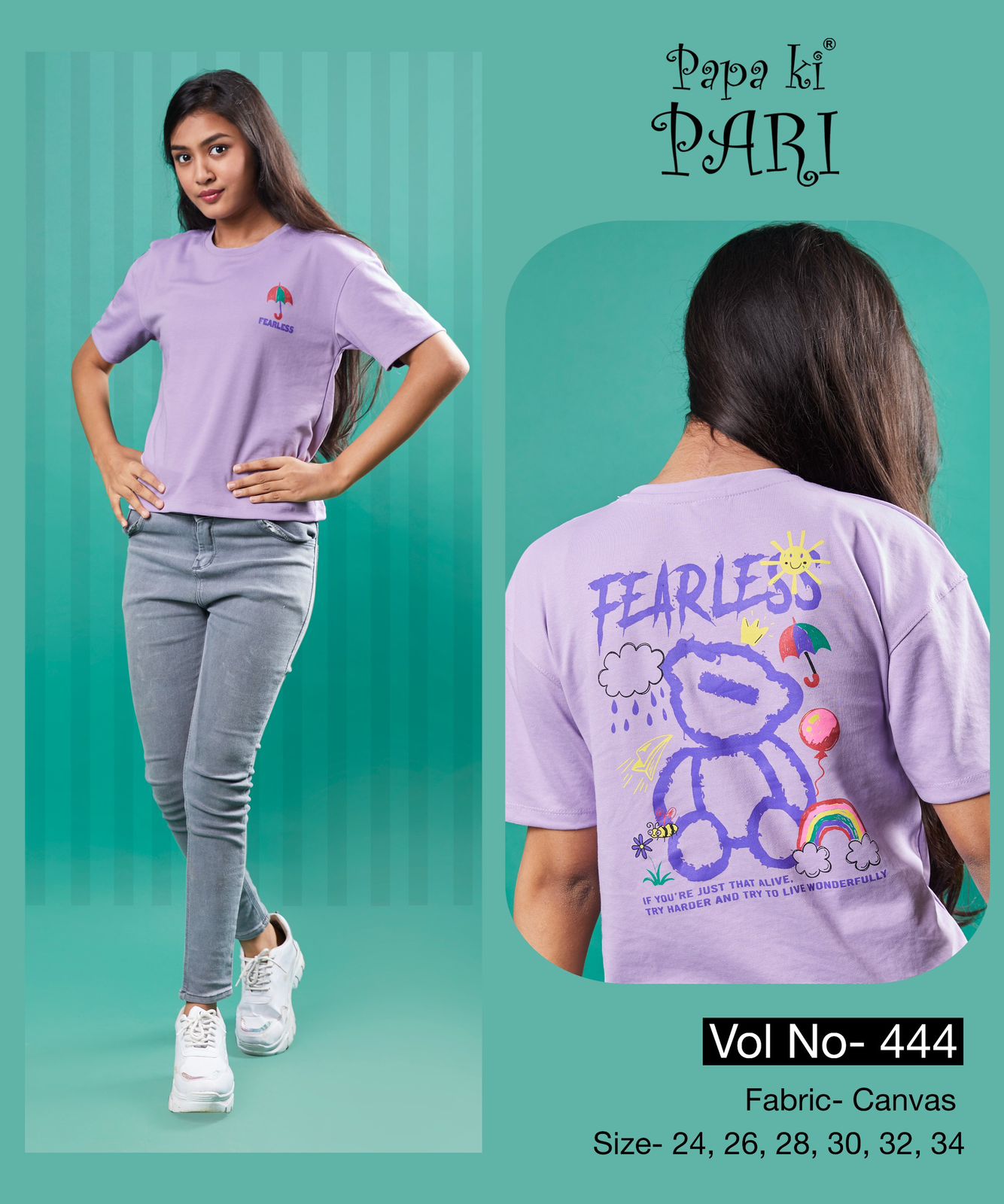 Plain Vol 444 Papa Ki Pari Canvas Girls Top Wholesaler Ahmedabad