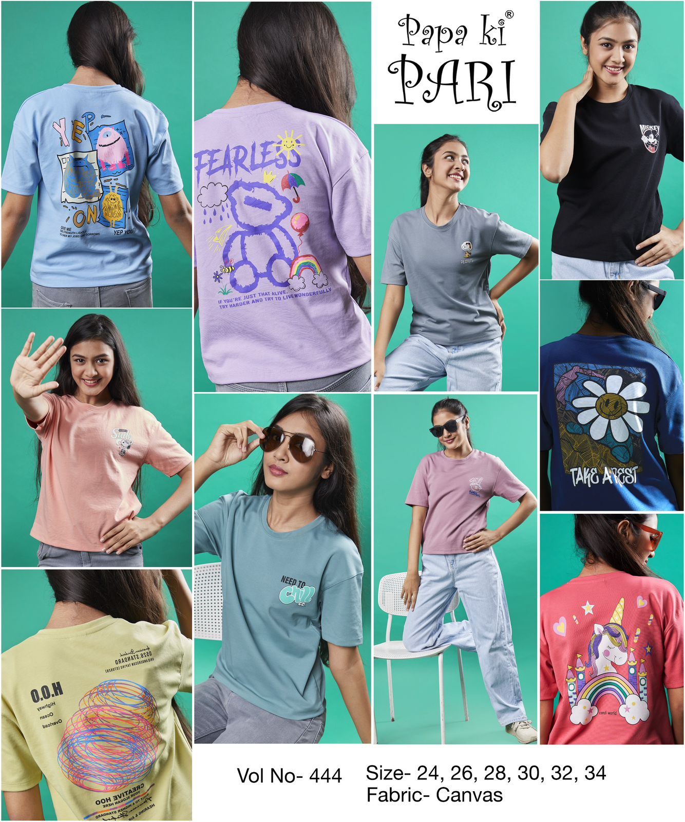 Plain Vol 444 Papa Ki Pari Canvas Girls Top Wholesaler Ahmedabad