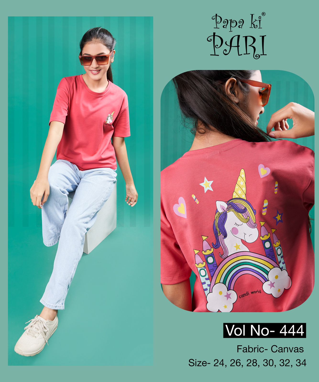 Plain Vol 444 Papa Ki Pari Canvas Girls Top Wholesaler Ahmedabad