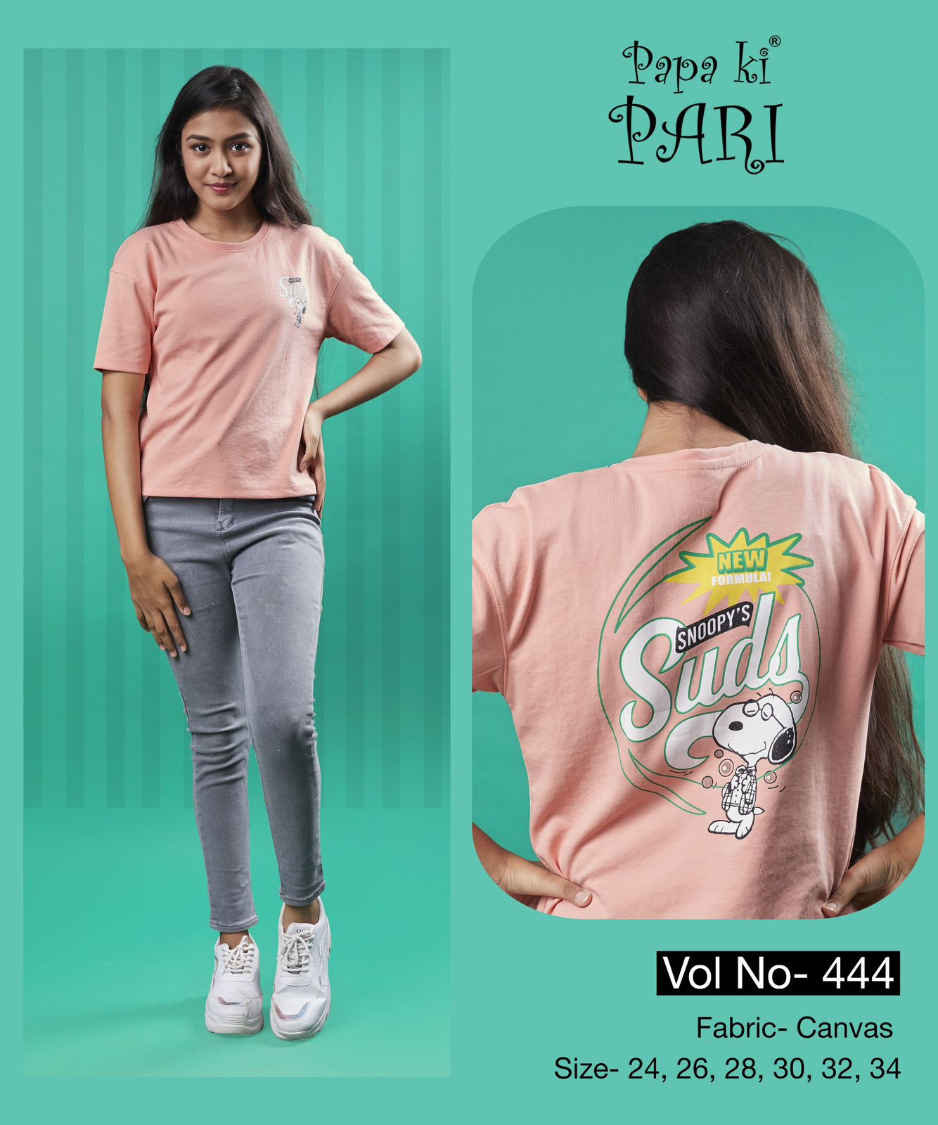 Plain Vol 444 Papa Ki Pari Canvas Girls Top Wholesaler Ahmedabad