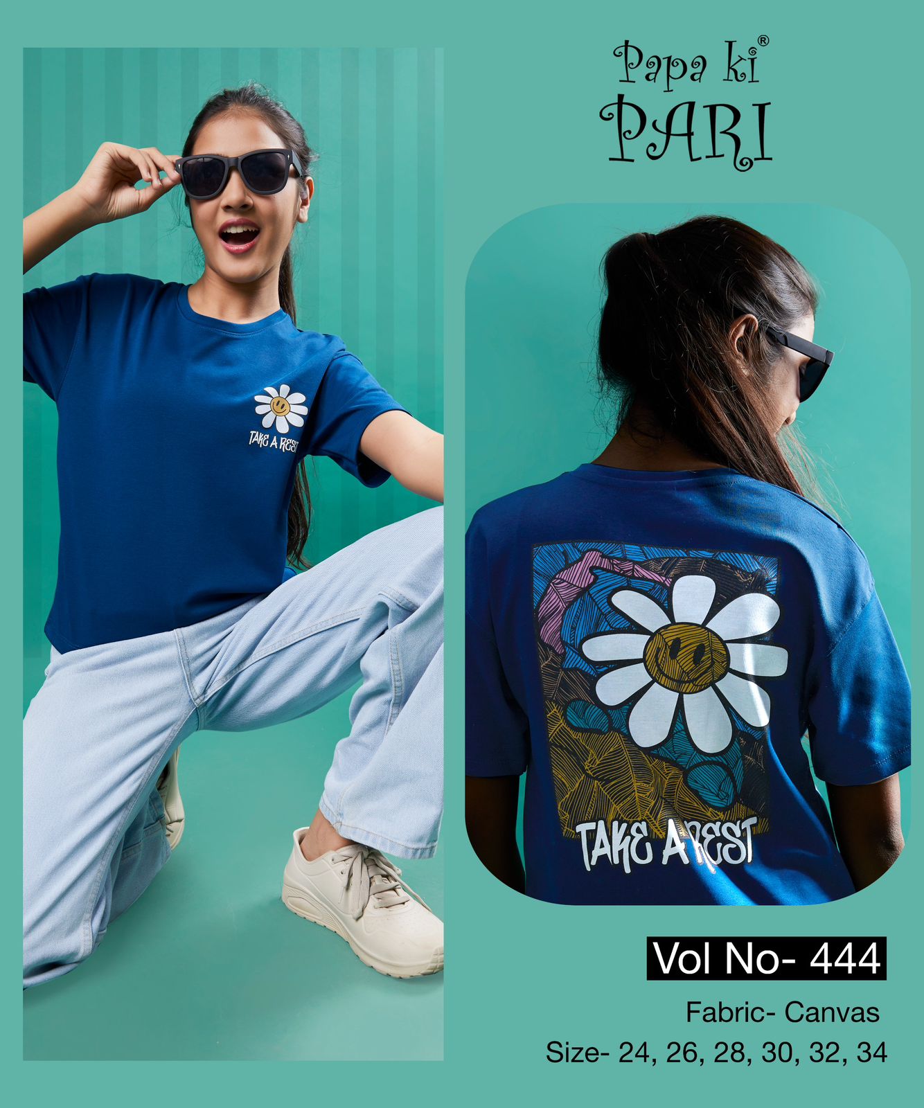 Plain Vol 444 Papa Ki Pari Canvas Girls Top Wholesaler Ahmedabad