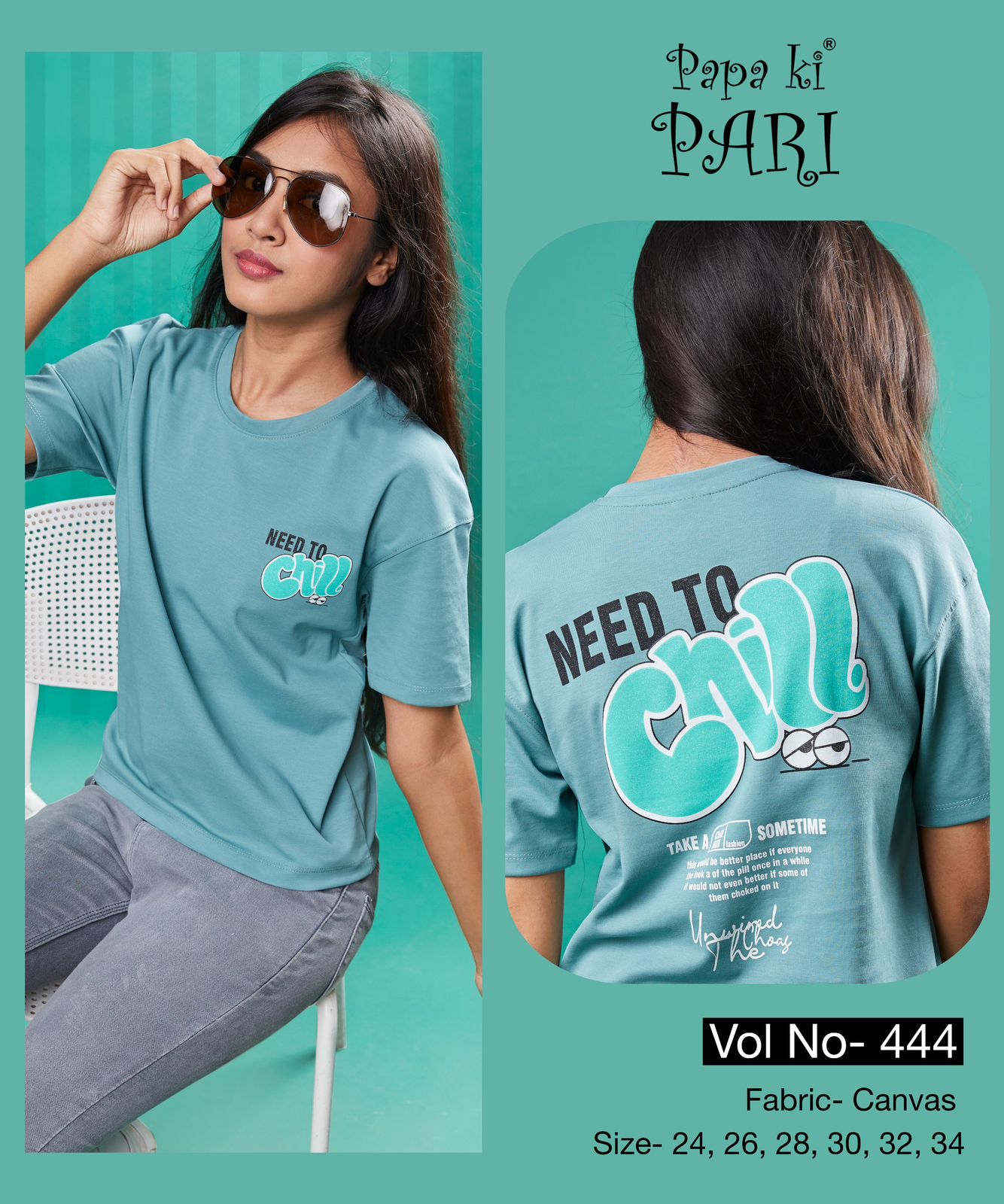 Plain Vol 444 Papa Ki Pari Canvas Girls Top Wholesaler Ahmedabad