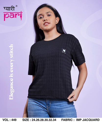 Vol 449 Pyari Pari Jacquard Knit Girls Tshirt Wholesaler