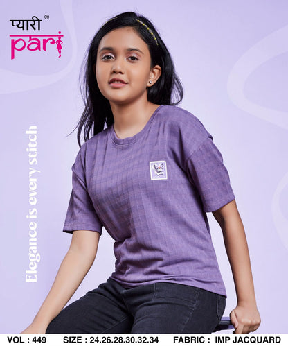 Vol 449 Pyari Pari Jacquard Knit Girls Tshirt Wholesaler