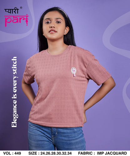 Vol 449 Pyari Pari Jacquard Knit Girls Tshirt Wholesaler