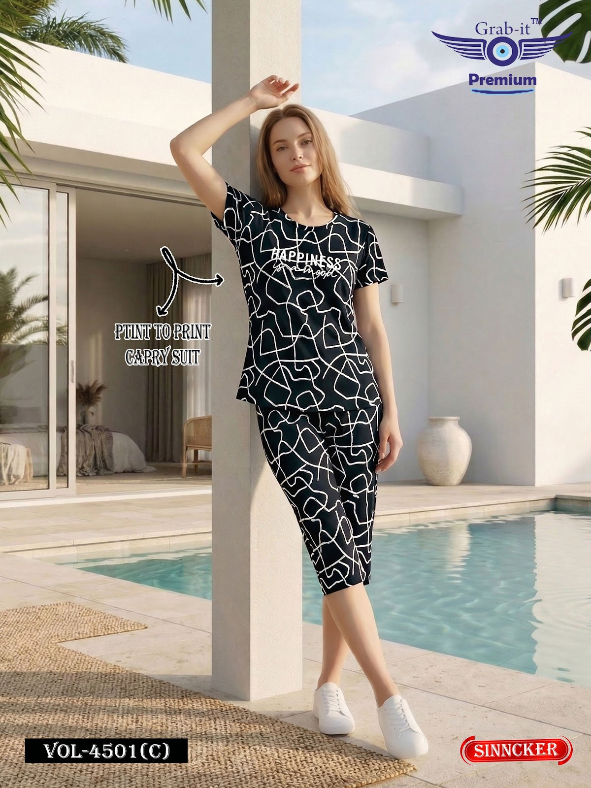 Vol 4501 C Grab It Sinker Capri Night Suits Manufacturer India