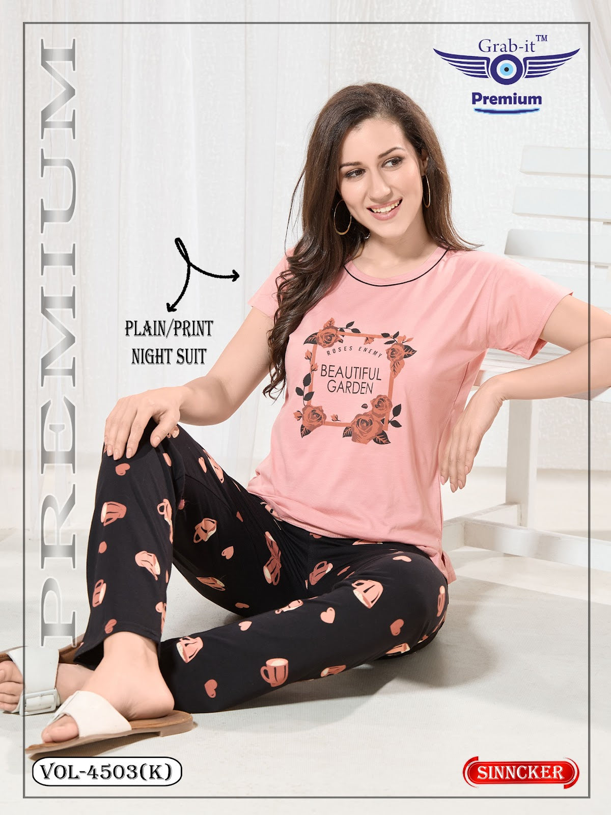 Vol 4503 K Grab It Sinker Pyjama Night Suits Exporter Gujarat