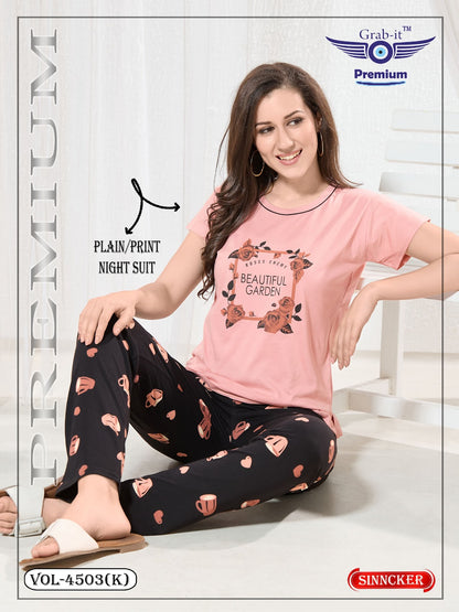 Vol 4503 K Grab It Sinker Pyjama Night Suits Exporter Gujarat