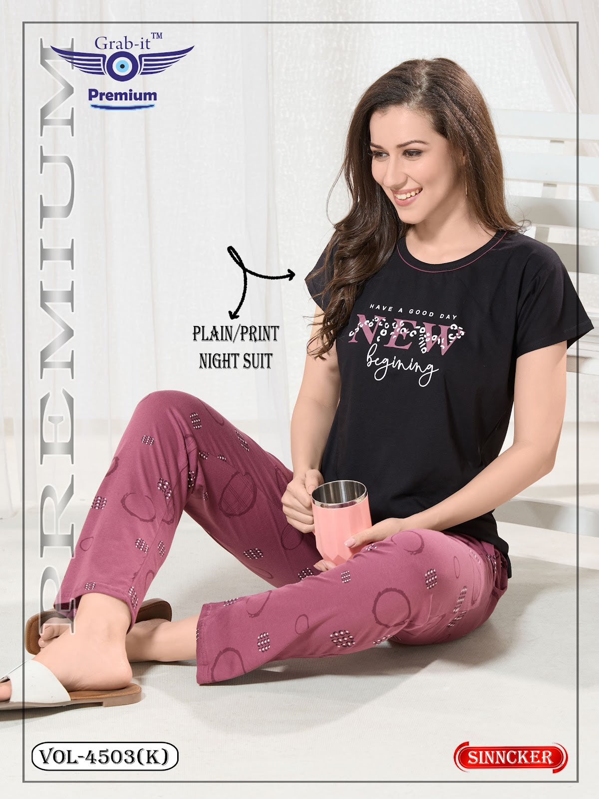 Vol 4503 K Grab It Sinker Pyjama Night Suits Exporter Gujarat