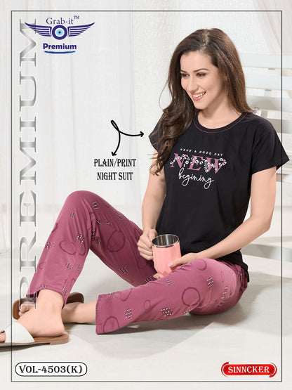 Vol 4503 K Grab It Sinker Pyjama Night Suits Exporter Gujarat